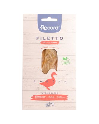 Record Filetto Duck 15g - przekąska dla kota, 100% filet z kaczki, gotowany na parze