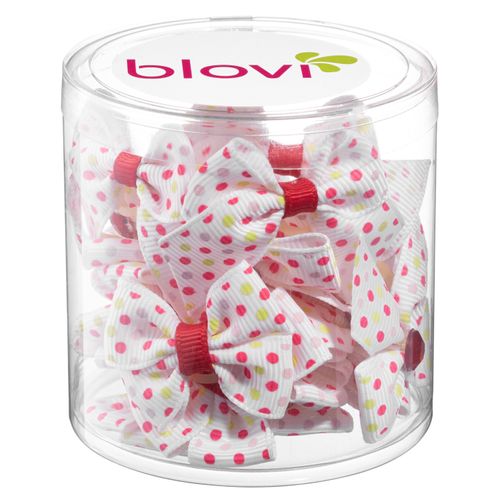 Blovi Bows Polka White 25szt. - białe kokardki w kropeczki dla psa, na gumce