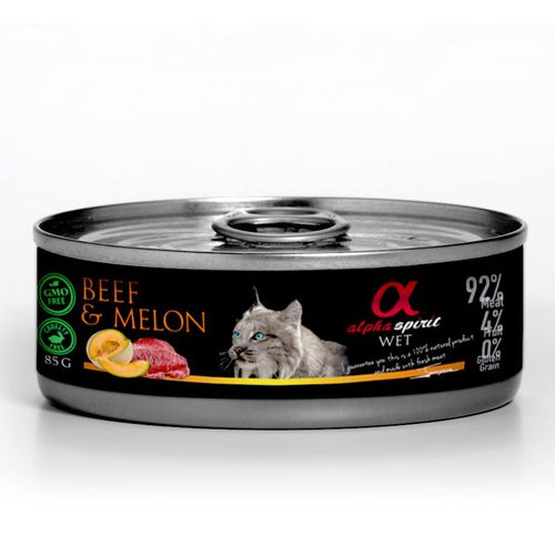 Alpha Spirit Cat Beef and Melon 85g - bezzbożowa i bezglutenowa mokra karma dla kotów, z wołowiną i melonem