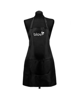Blovi Grooming Apron Black - czarny fartuszek groomerski wodoodporny z kieszonką, czarna lamówka