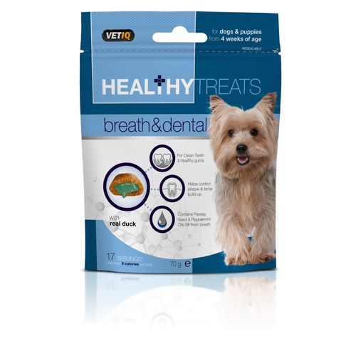 VetIQ Healthy Treats Breath & Dental 70g - przysmaki dla szczeniaka i psa, oddech i zęby
