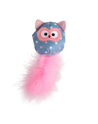 Flamingo Cat Winny Owl 14cm - sowa zabawka dla kota, z piórkiem boa i kocimiętką, szeleszcząca