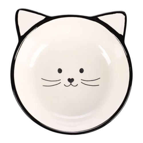 Flamingo Kajo Black & White Bowl 280ml - ceramiczna miska dla kota, czarno-biały kotek