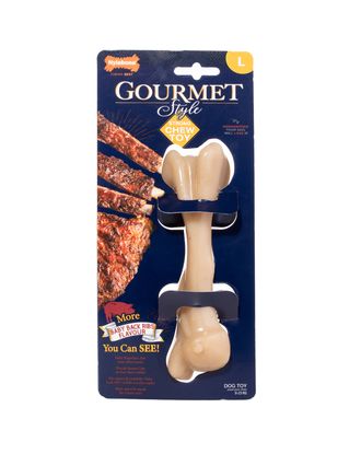 Nylabone Gourmet Femur Bone L - wytrzymały gryzak dla dużego psa, o aromacie żeberek wieprzowych