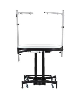 Blovi Comfort Lumix Black Electric Grooming Table 119,5x61cm - solidny stół groomerski z podświetlanym blatem, podnośnikiem elektrycznym i 2 wysięgnikami