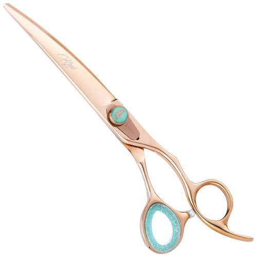 Kenchii Rose Offset Curved Scissors - nożyczki groomerskie w kolorze rose gold, gięte, z mikroszlifem