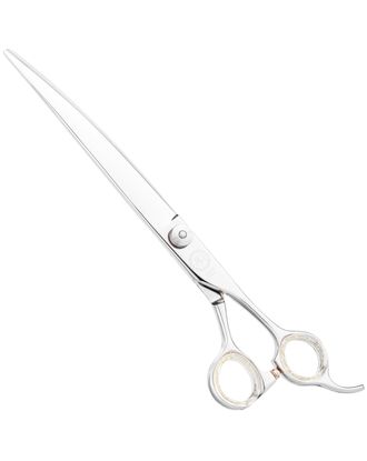 P&W Alfa Omega Curved Scissors - profesjonalne nożyczki groomerskie z krótkim uchwytem, gięte