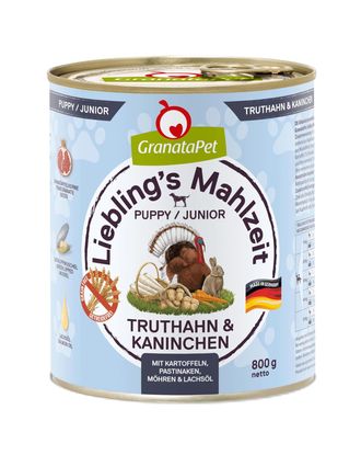 GranataPet Turkey & Coney Junior - bezzbożowa mokra karma dla szczeniaka, indyk i królik