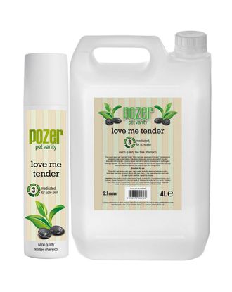 Pozer Love Me Tender Shampoo - szampon z olejkiem z drzewa herbacianego dla psów z problemami skórnymi, koncentrat 1:12