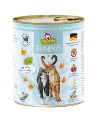 GranataPet DeliCatessen Salmon & Turkey - bezzbożowa mokra karma dla kota, łosoś i indyk - 800g