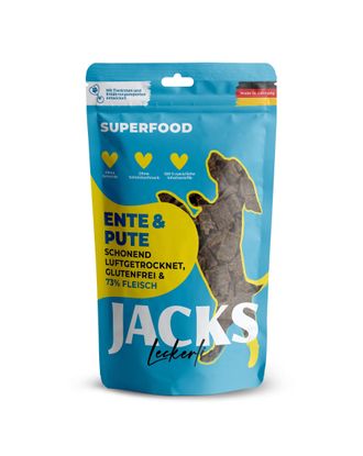 Jacks Leckerlie Superfood Ente & Pute 90g - smaczki dla psa, 73% mięsa z kaczki i indyka