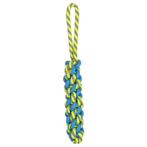 Flamingo Knotted Stick 38cm - pleciony szarpak dla psa, niebiesko-żółty