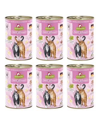 GranataPet DeliCatessen Salmon & Seafood - bezzbożowa mokra karma dla kota, łosoś i owoce morza - 6x 400g