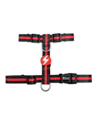 Dashi Stripes Red & Black Back Harness - regulowane szelki guard dla psa, paski czerwono-czarne