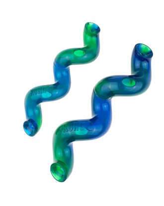 KONG Treat Spiral Stick Green Blue - zabawka na przysmaki dla psa, gumowy patyk, zielono-niebieski