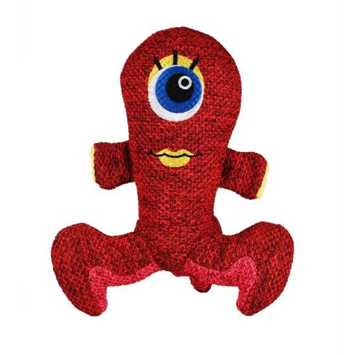KONG Woozles Red M 24cm - mocna zabawka dla psa, czerwony kosmita z piszczałkami