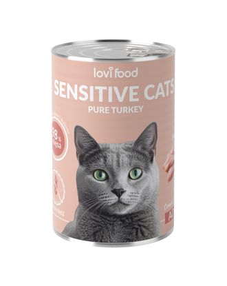 Lovi Food Cat Sensitive Pure Turkey - monobiałkowa mokra karma dla kotów wrażliwych, z indykiem - 400g