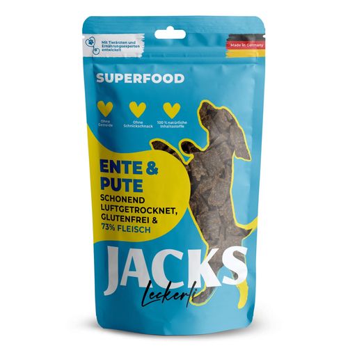 Jacks Leckerlie Superfood Ente & Pute 90g - smaczki dla psa, 73% mięsa z kaczki i indyka