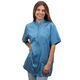 Tikima Lavezzi Shirt Blue - rozpinana bluza groomerska z krótkim rękawem, z haftem na plecach, niebieska