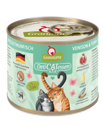 GranataPet DeliCatessen Venison & Tuna - bezzbożowa mokra karma dla kota, dziczyzna i tuńczyk - 200g