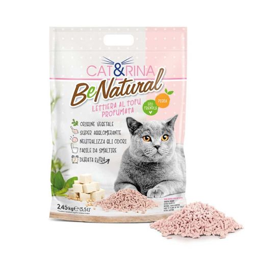 Cat&Rina BeNatural Tofu Peach - roślinny żwirek zapachowy dla kota, brzoskwinia, zbrylający, biodegradowalny pellet