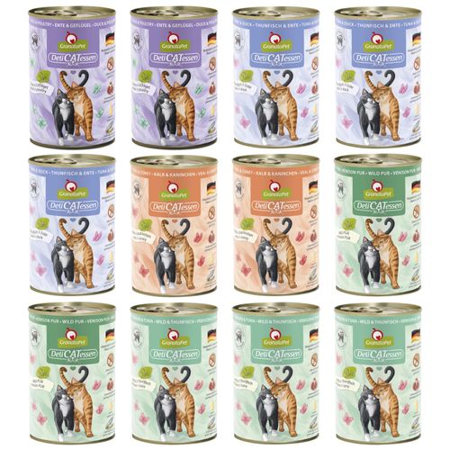 Zestaw karm GranataPet DeliCatessen 12x 400g - bezzbożowa mokra karma dla kota, mix 5 smaków