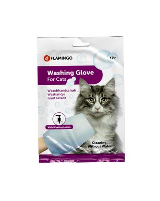 Flamingo Washing Glove Cat - nasączona balsamem rękawica do mycia kota, bez użycia wody