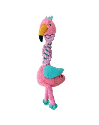 KONG Knots Twists Flamingo - zabawka dla psa ze sznurem i piszczałką, flaming