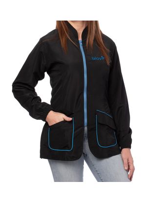 Blovi Athena Long Sleeve Blouse Blue - bluza groomerska z długim rękawem, damska, czarna z niebieskimi detalami