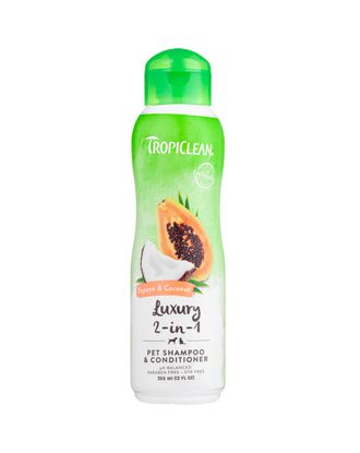 Tropiclean Papaya & Coconut 2w1 - owocowy szampon i odżywka w jednym dla psa i kota - 355ml