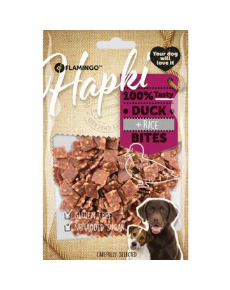 Flamingo Hapki Duck Rice Bites 85g - treserki dla psa, kaczka i ryż