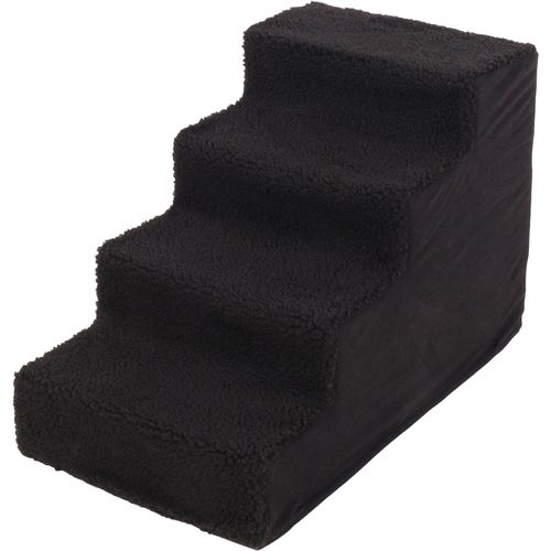 Flamingo Dog Step Tampa Black - schodki dla psa do 30kg, pluszowe pokrycie, czarne, 60x36x41cm