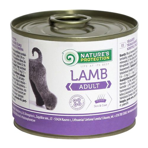 Nature’s Protection Adult Lamb to mokra karma dla psów (dorosłych psów wszystkich ras) z wrażliwym układem pokarmowym (z alergią na kurczaka), z jagnięciną.