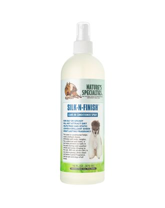 Nature's Specialties Silk-N-Finish Spray - wielozadaniowy spray do sierści psa i kota, zapobiega tworzeniu się kul śniegowych - 473ml