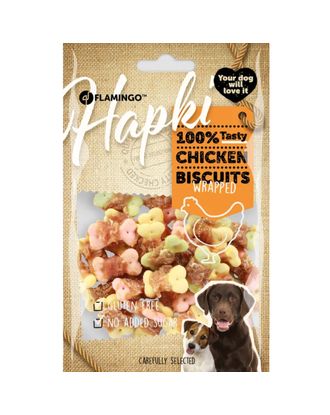 Flamingo Hapki Chicken Biscuits Wrap 85g - kolorowe ciasteczka dla psa z kurczakiem