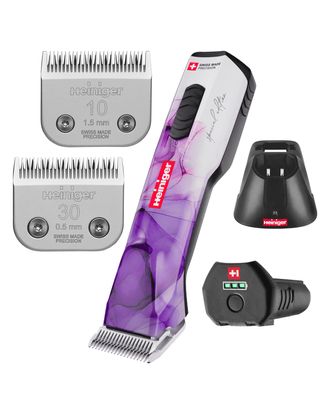 Heiniger Opal Special Edition Clipper - profesjonalna, dwubiegowa, cicha maszynka bezprzewodowa z silnikiem bezszczotkowym, zestaw ostrzy - jeden akumulator