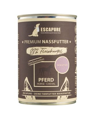 Escapure Geschnetzeltes Pferd - mokra karma dla psów wrażliwych, konina z warzywami, 91% mięsa - 400g