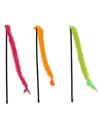 Flamingo Cat Dangler Terry - wędka dla kota, z taśmą a'la mop i piórkami