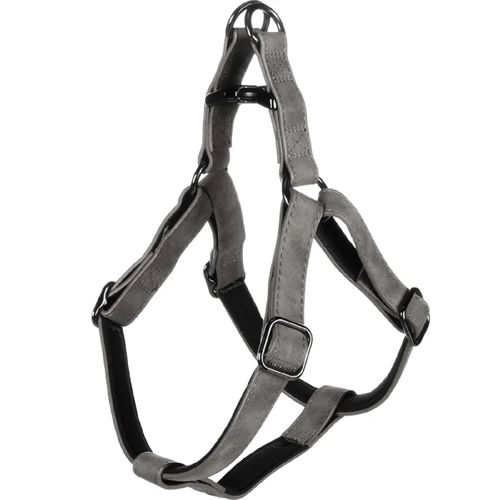 Flamingo Harness Step&Go Delu Black- szelki step in dla psa, z eko-skóry, z podszyciem z neoprenu, czarne