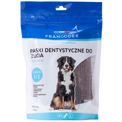 Francodex Dental Chews 15szt. - przysmaki dentystyczne dla dużych psów, usuwające kamień i brzydki zapach z pyska