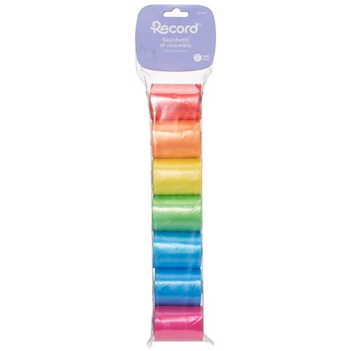 Record Rainbow Mini Dog Waste Bags 7x20szt. - kolorowe worki na psie odchody, bezzapachowe