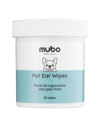 Mubo Pet Ear Wipes 80szt. - jednorazowe płatki do uszu psa i kota, nasączone płynem czyszczącym