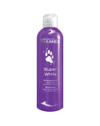 Diamex Super White Shampoo - szampon do białej, jasnej i srebrnej sierści, z olejkiem migdałowym i gliceryną, koncentrat 1:13 - 250ml