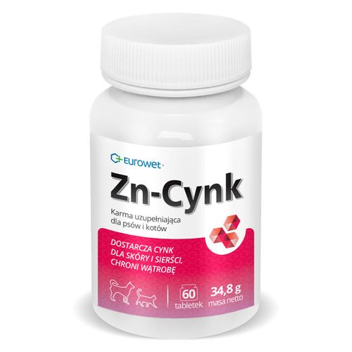 Eurowet Zn-Cynk 60tbl. - preparat wspomagający funkcjonowanie skóry dla psów i kotów