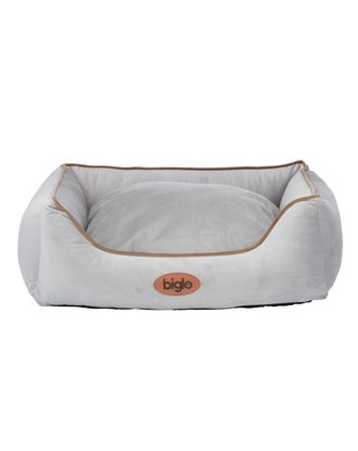 Biglo Bed Velur Love Light Grey - eleganckie welurowe legowisko dla psa i kota, prostokątne jasnoszare
