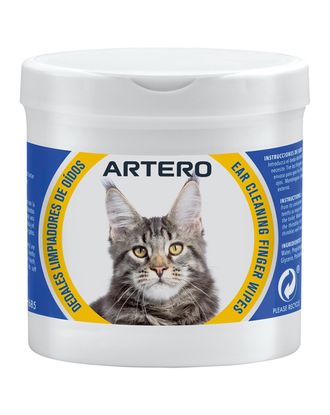 Artero Ear Cleaning Finger Wipes Cat 50szt. -  antybakteryjne chusteczki do czyszczenia uszu kota, w formie nakładek na palec