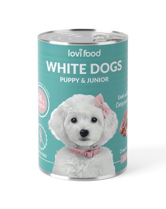 Lovi Food White Dogs Junior & Puppy Veal & Banana - mokra karma dla szczeniaka i juniora, dla białych ras, z cielęciną i bananem - 6x 400g