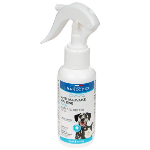 Francodex Anti-Bad Breath Spray 100ml - spray przeciwko nieprzyjemnemu oddechowi, ograniczający płytkę i kamień nazębny
