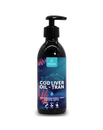 Pokusa Cod Liver Oil - tran dla psa i kota, olej z wątroby dorsza - 250ml