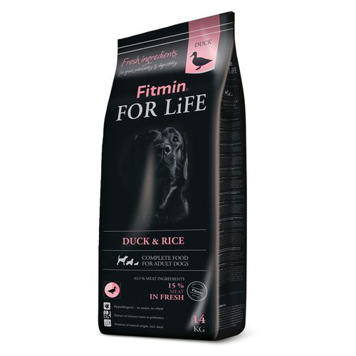 Fitmin for Life Duck & Rice 14kg - kompletna, pełnowartościowa i hipoalergiczna karma dla dorosłych psów wszystkich ras, z ryżem i kaczką